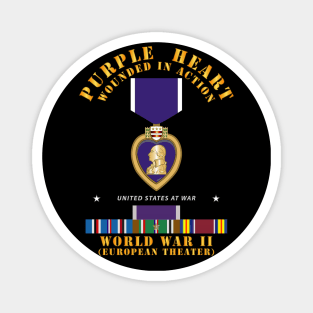 Purple Heart - WIA w WWII SVC w Purple Heart - Europe Magnet